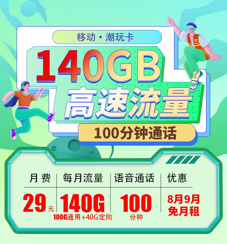 移动潮玩卡29元140G+100分钟  第1张