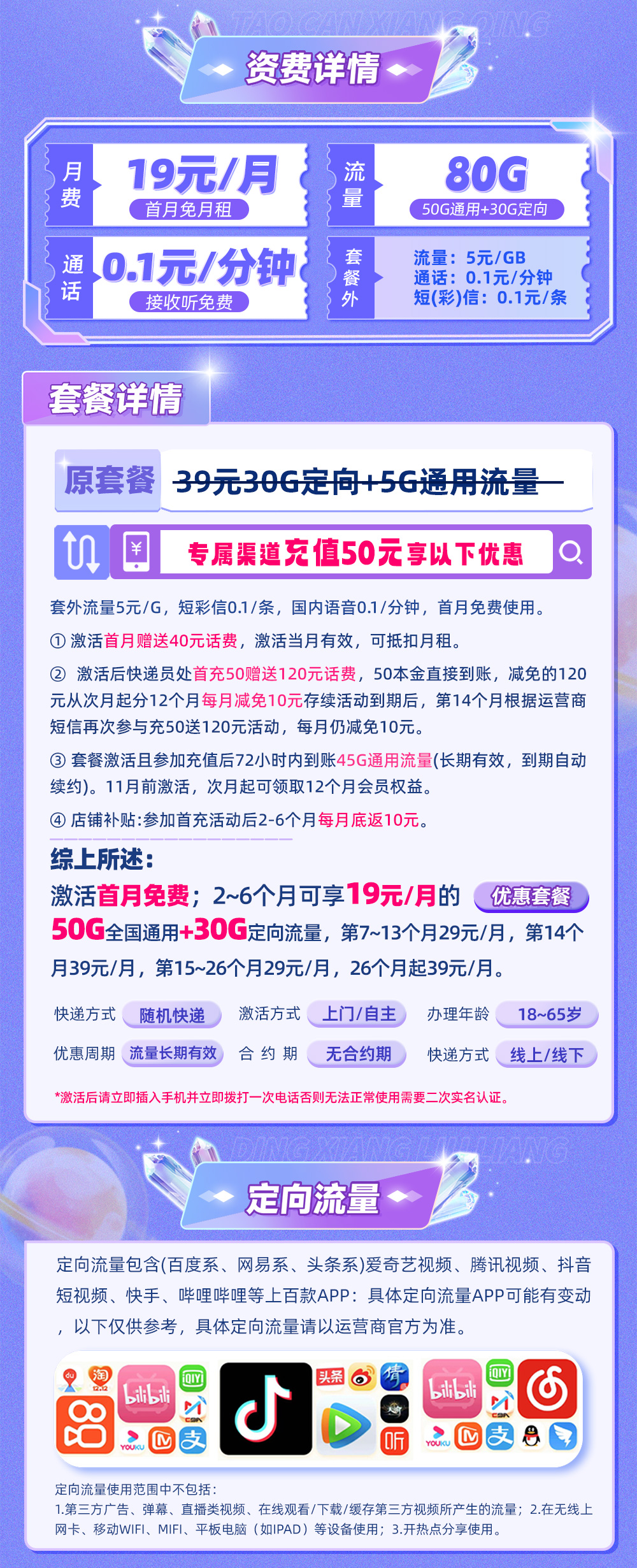电信星泽卡19元/月享50G通用+30G定向+一年视频会员  第2张