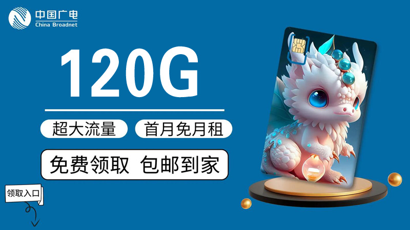 广电手机流量卡120G全国通用流量+自选号码(申请办理入口)