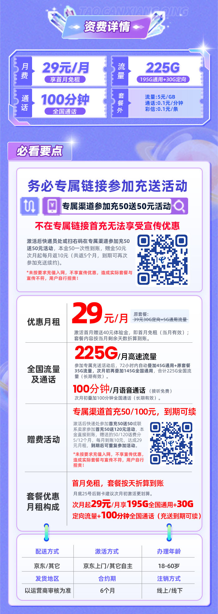 电信星龙卡1.0【29元月享225G流量+100分钟通话】  第2张