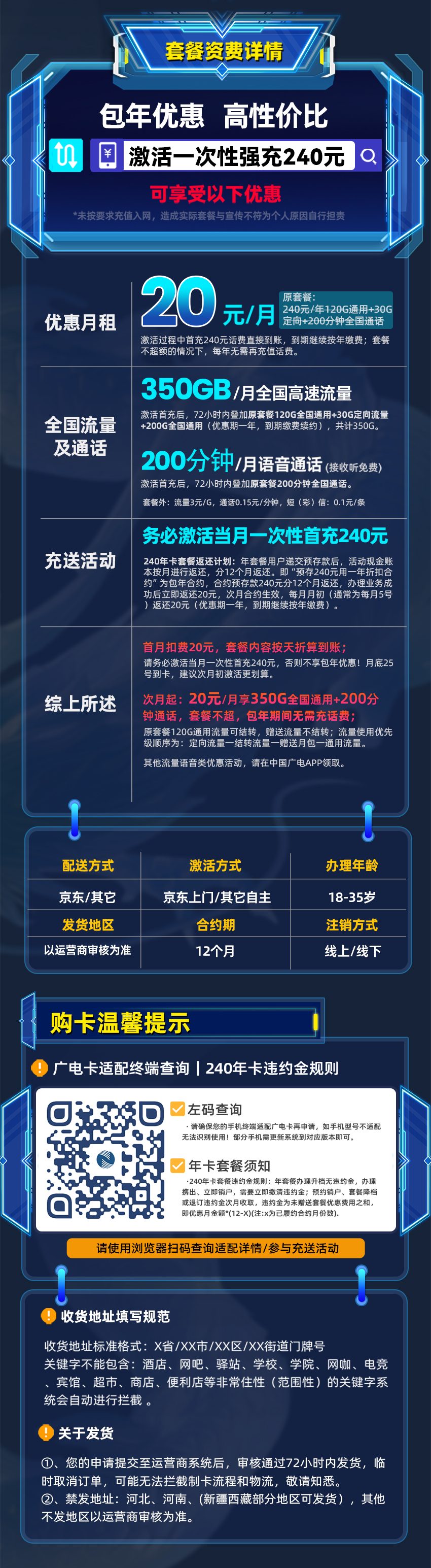 靓号王卡最新发布：广电岁享卡20元/月享350G流量+200分钟通话  第2张