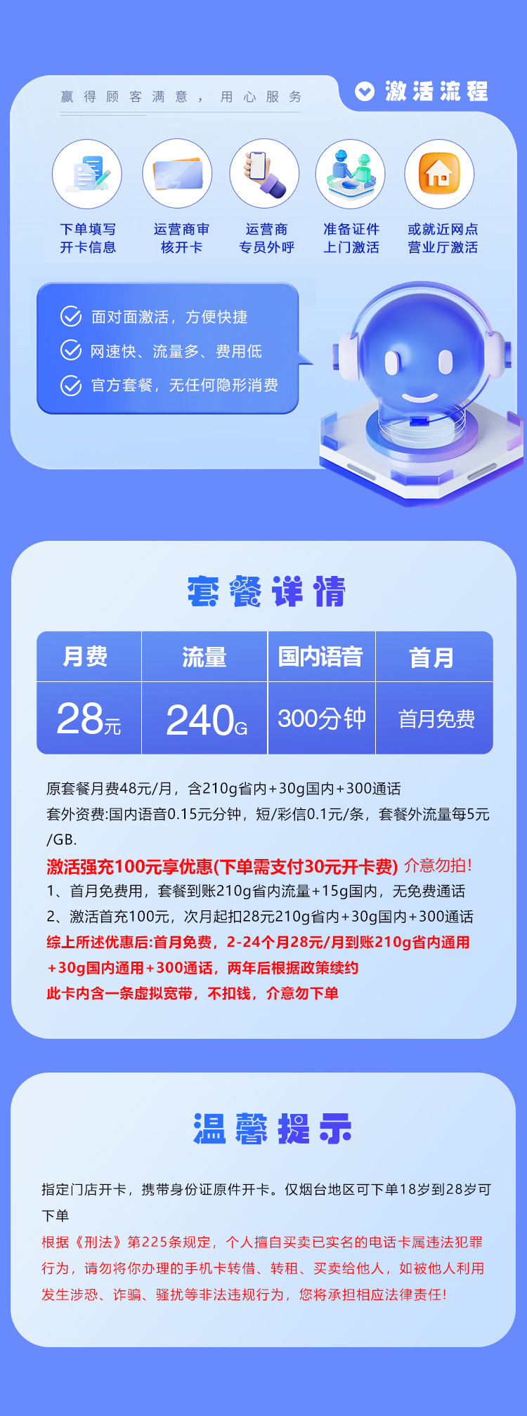 联通烟台专属卡【两年28元240G流量+300分钟】  第2张
